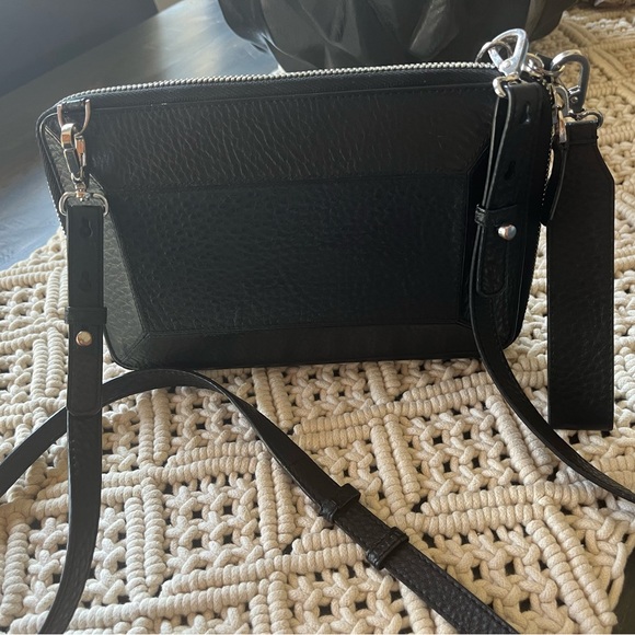 MACKAGE Black Roni Pebbled Leather Structured Crossbody Bag Like New - Picture 3 of 16